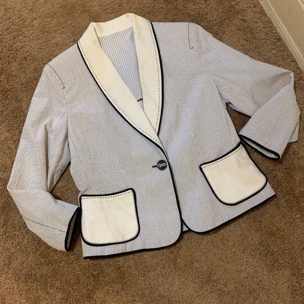 Ladies  Blue/White Pinstripe 2 piece suit